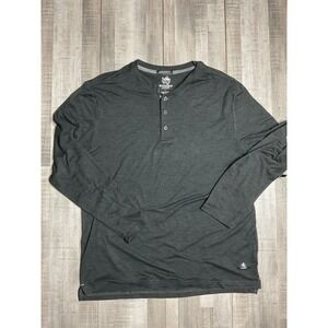 Rugby University Men's Large Henley Long Sleeve Shirt Charcoal Gray Super Soft